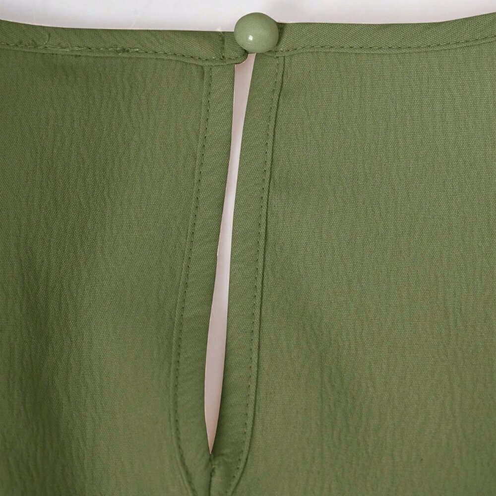 Army Green Elegant Women's Casual Solid Color Lantern Sleeve Jumpsuit - Picture 7 of 9